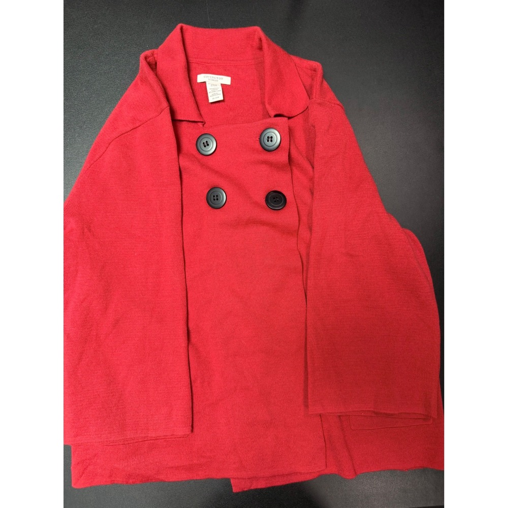 Covington Woman Red Double Breasted Knit Cardigan Sweater Wool Blend Plus 20-22W